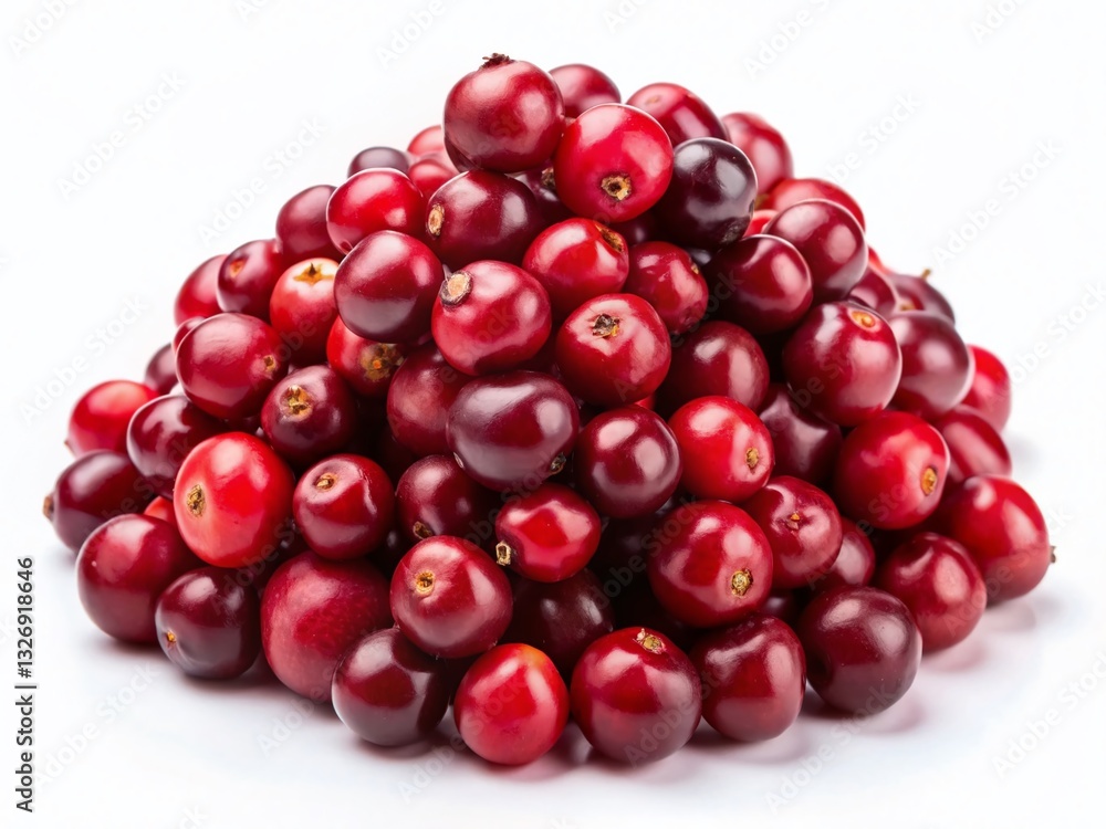 Fresh Red Cranberries on White Background - Healthy Food Photography Fresh Red Cranberries on White Background - Healthy Food Photography