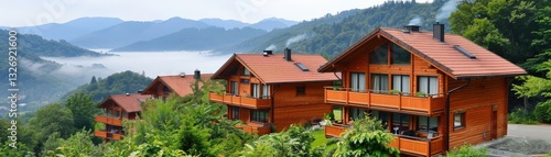 Wallpaper Mural A row of houses with a view of the mountains Torontodigital.ca