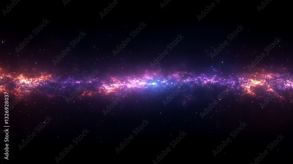 Obraz premium Colorful Galaxy with Bright Stars and Nebulae, A stunning view of a colorful galaxy with bright stars and nebulae, showcasing a vibrant cosmic landscape