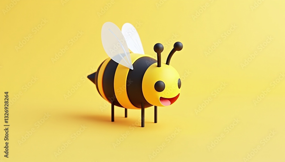Obraz premium Bee model 3D cute cartoon die cut background.