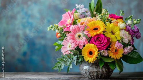 Wallpaper Mural Vibrant Bouquet of Gerbera Daisies and Roses in Vase Torontodigital.ca