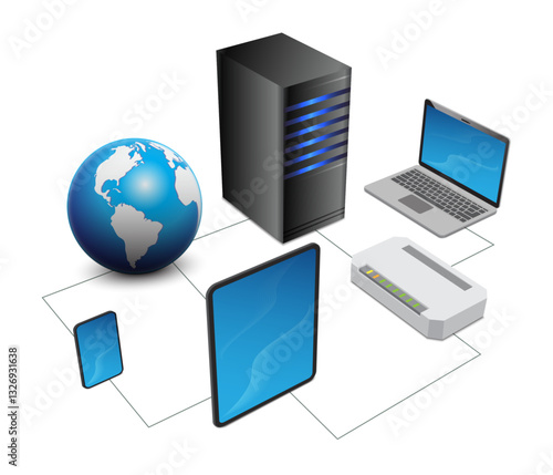 Cloud computing concept. Global networking.