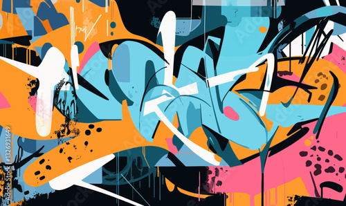 Vibrant Abstract Urban Graffiti Vector Art in Hip Hop Street Style Illustration