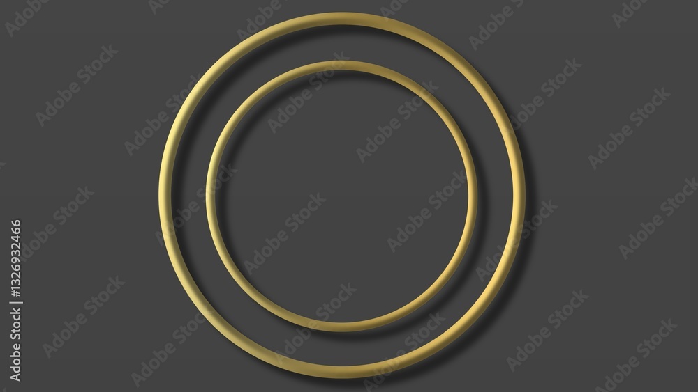 Gold circular frame on dark background. Two golden metallic circles overlapping on a dark background, creating a stylish and modern design Gold circular frame on dark background. Two golden metallic circles overlapping on a dark background, creating a stylish and modern design