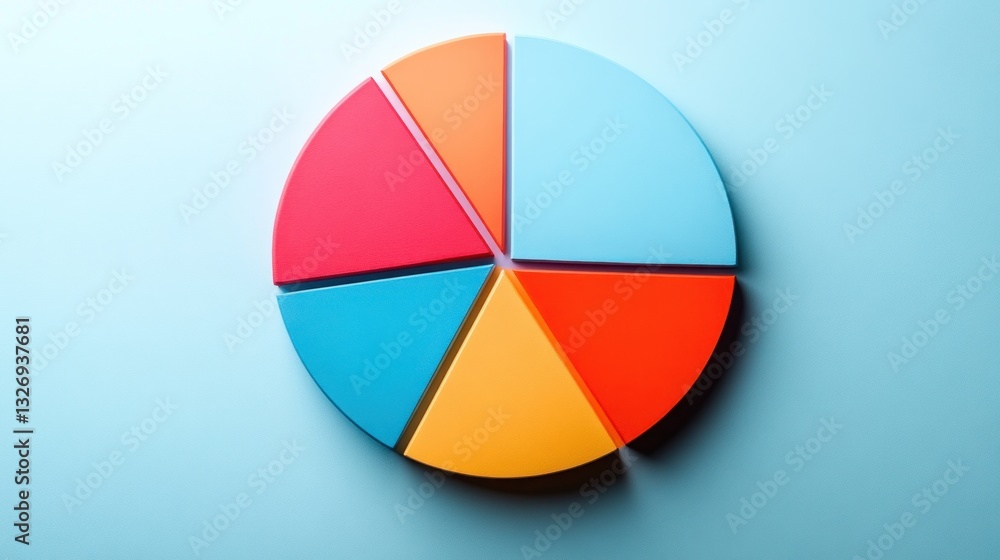 Fototapeta premium Colorful pie chart on light blue background