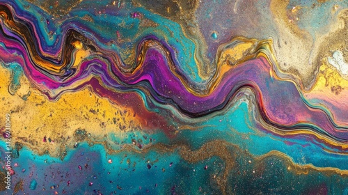 Vibrant abstract swirl of colors blending in a dynamic waveform