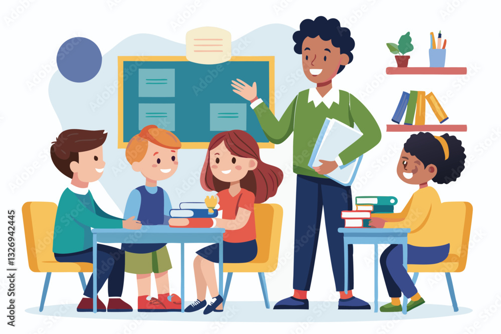 vector of teachers and students studying online vector of teachers and students studying online