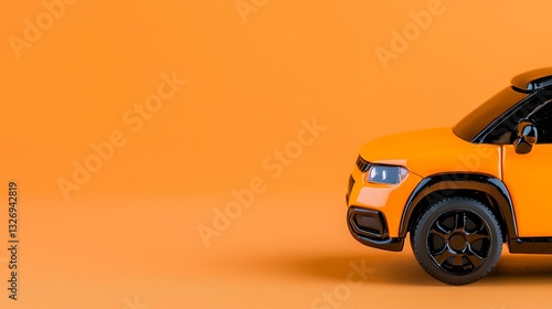 Orange Pixel Art SUV on Solid Background