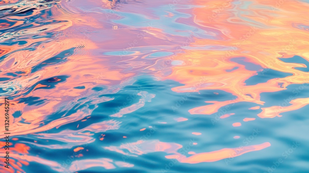 Vibrant sunset reflection on water surface creating abstract colorful patterns Vibrant sunset reflection on water surface creating abstract colorful patterns