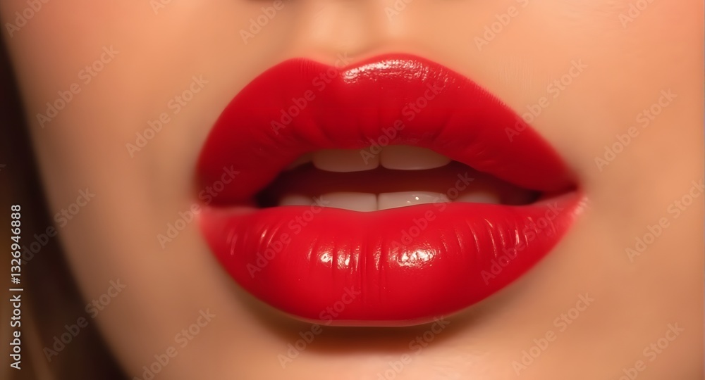 Fototapeta premium Red Lips Beauty Close-Up