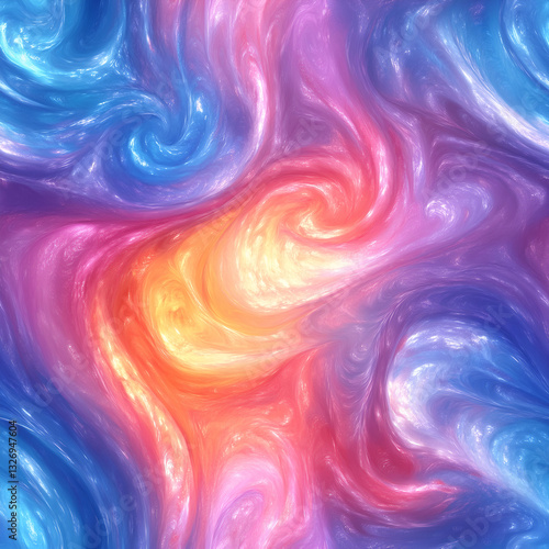Colorful swirling abstract pattern with liquid and light effects