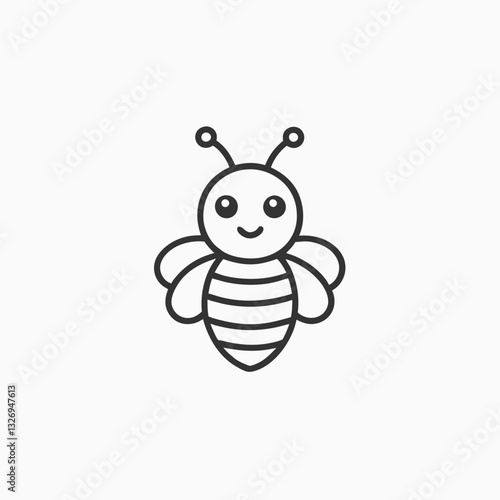 Honey Bee icon. Cartoon flying bee. Insect flying character. minimalist head logo, Icon, element. Vector illustration