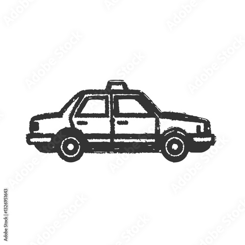 Black silhouette Taxi Cars Set on White Background. Sketch vintage vector illustration