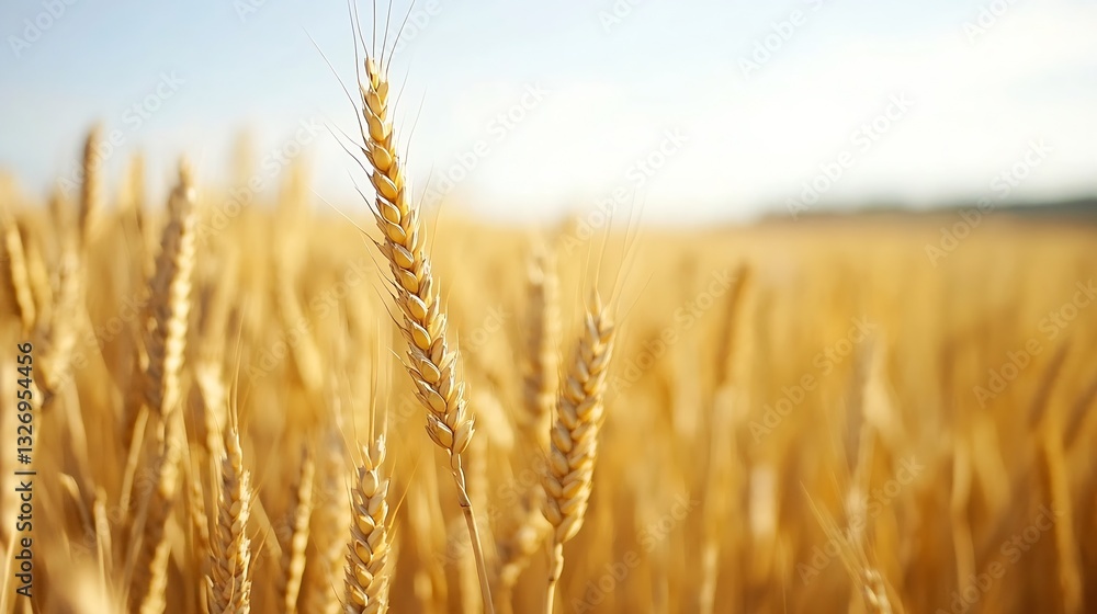 Fototapeta premium Beautiful golden wheat in a field under the sunlight showcasing the essence of nature and agriculture : Generative AI