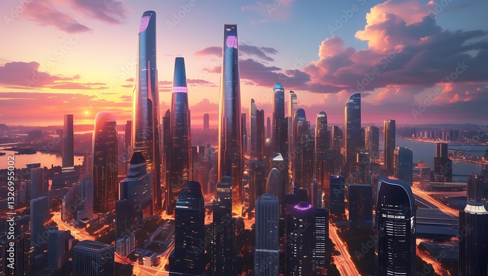 Fototapeta premium sunset in hong kong