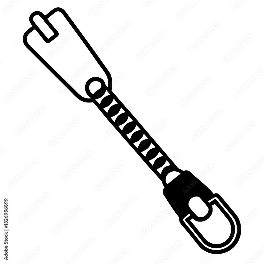 Black and White Outline of a Zipper Pull Tab Icon Black and White Outline of a Zipper Pull Tab Icon