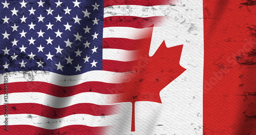 Obraz na płótnie USA flag stars and stripes and Canadian flag background w salonie