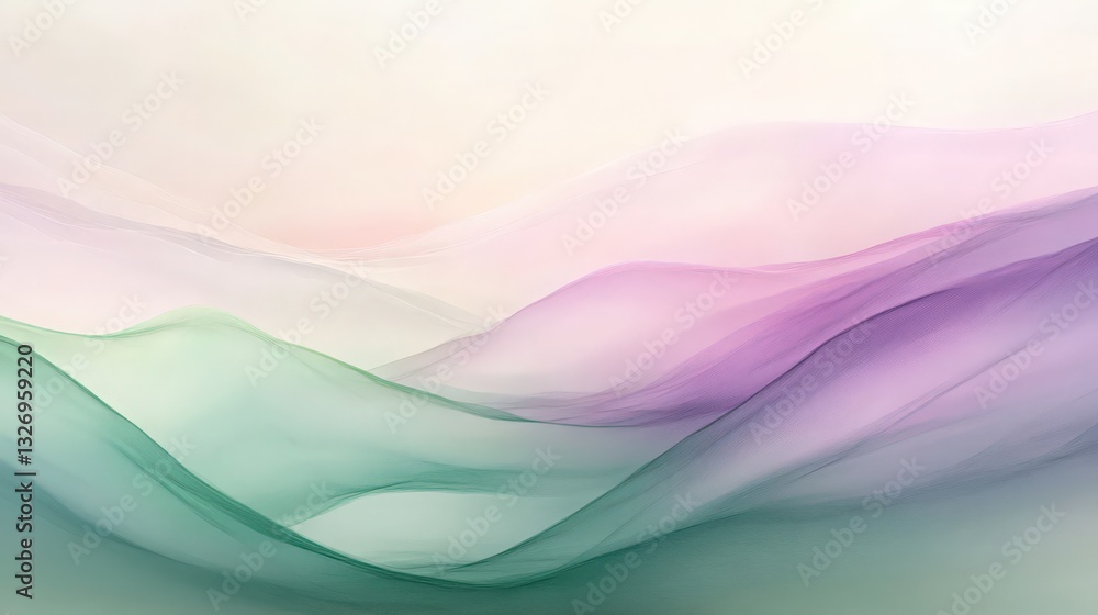 Naklejka premium Delicate gradient veil background with fluid organic forms, translucent fabric