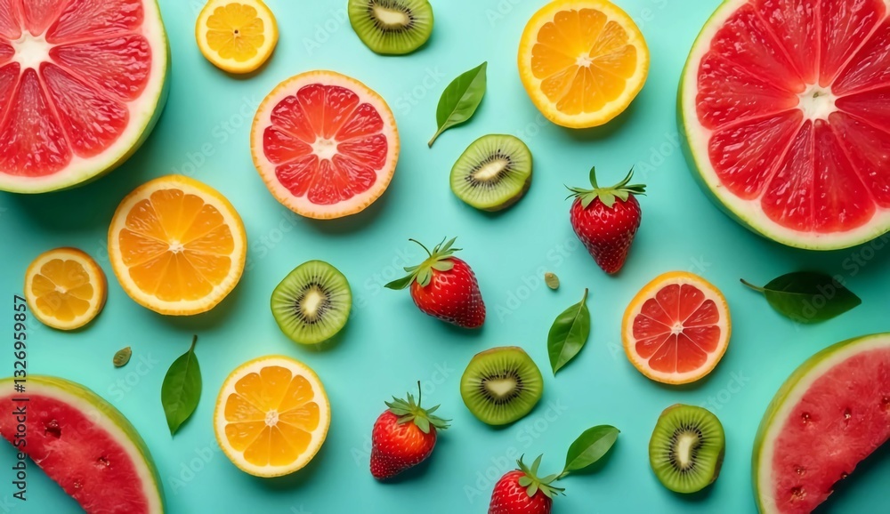 Collection of mixed fruits overhead view flat lay Collection of mixed fruits overhead view flat lay