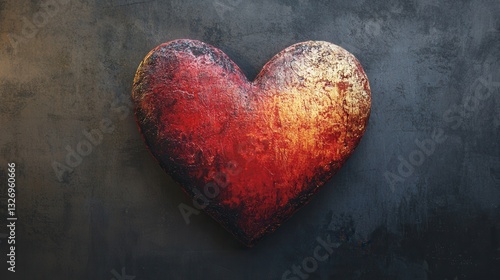 A textured heart symbol against a dark background, representing love and emotion.