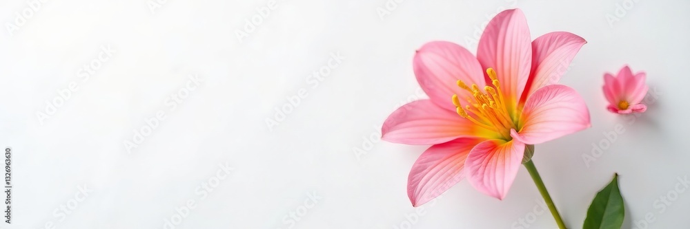 Vibrant pink and yellow flower with delicate petals on a clean white background, petals, colorful Vibrant pink and yellow flower with delicate petals on a clean white background, petals, colorful