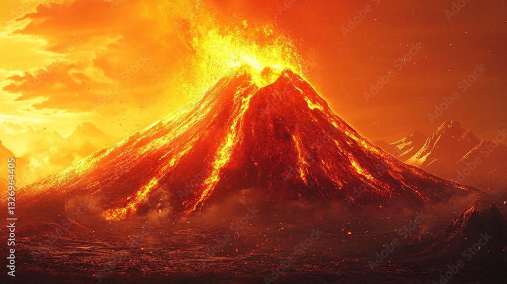 Fototapeta premium Volcano lava orange solid background fiery and bold.