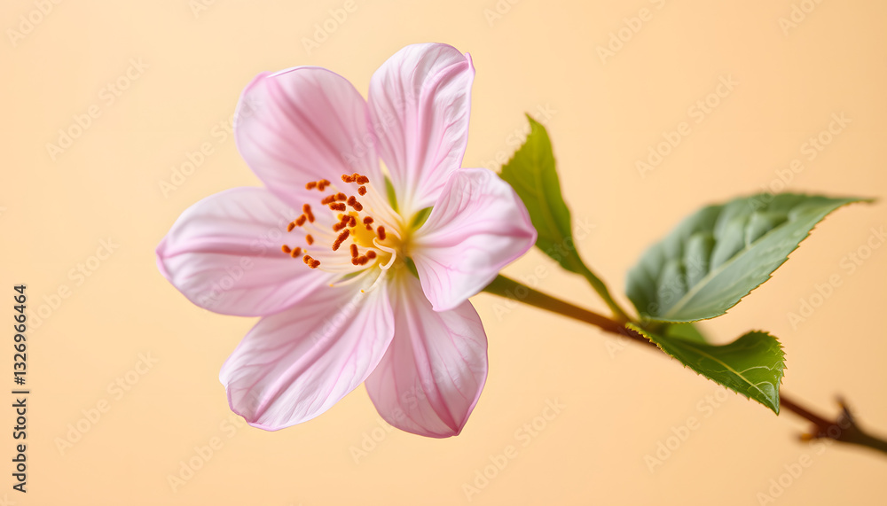 blossom on a cream background high detail macro photography, isometry. White tone blossom on a cream background high detail macro photography, isometry. White tone