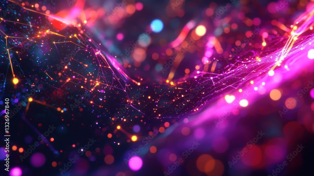 Fototapeta premium Abstract Neon Network: A Symphony of Light and Connection