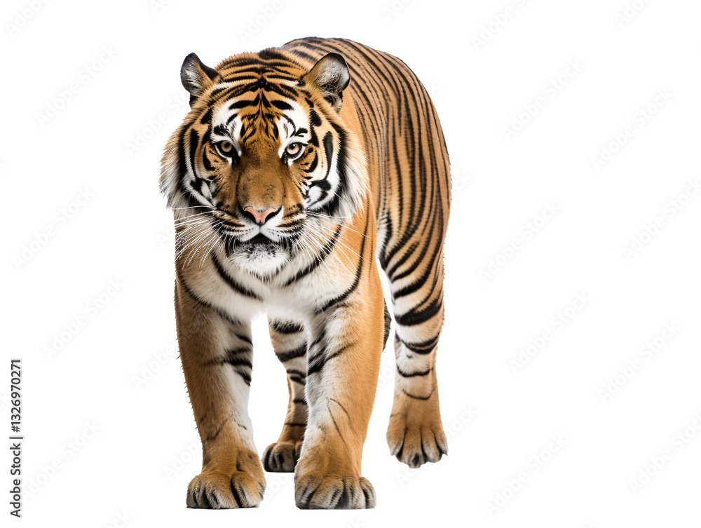 Fototapeta premium a tiger walking on a white background