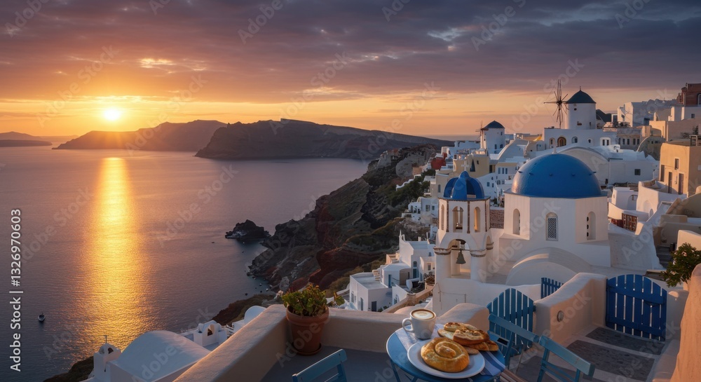 Fototapeta premium Sunset over Coastal Village