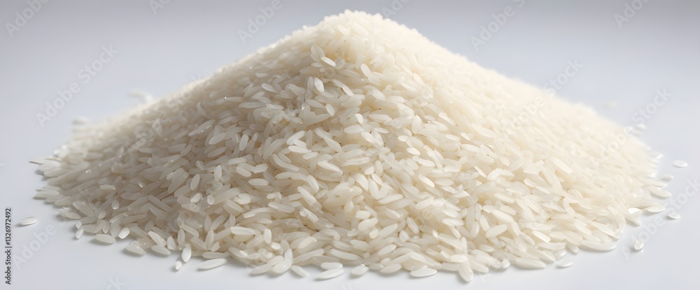 Piled Perfection: An appetizing heap of uncooked, long-grain rice grains, offering a visual symphony of texture and form Piled Perfection: An appetizing heap of uncooked, long-grain rice grains, offering a visual symphony of texture and form