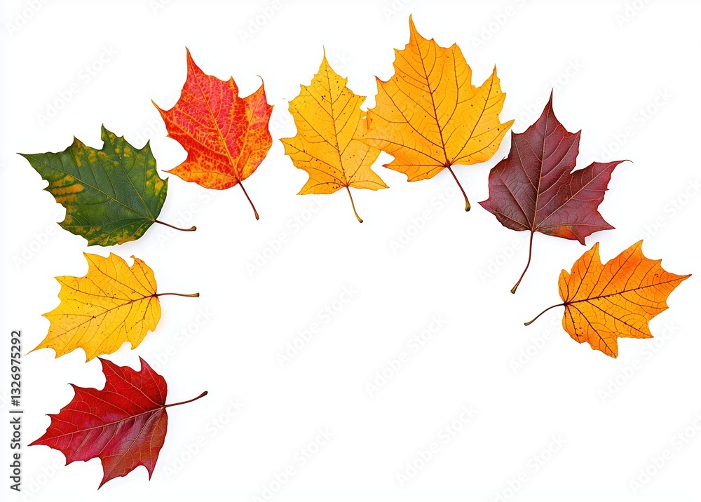 Fototapeta premium Colorful autumn leaves falling on white background