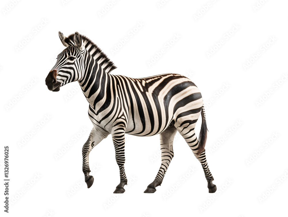 Fototapeta premium a zebra walking on a white background