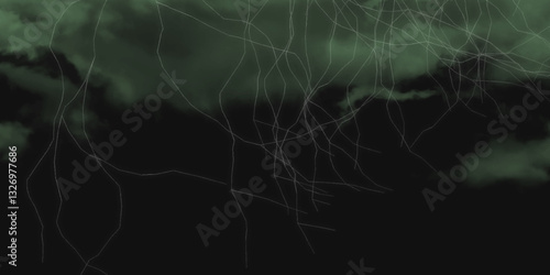 Thunder, lightnings and rain on a stormy summer night in black and white. Lightning bolts in the sky at night. Lightning on the sky with stormy clouds .