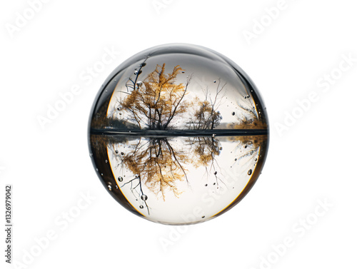 a tree reflected in a glass ball photo