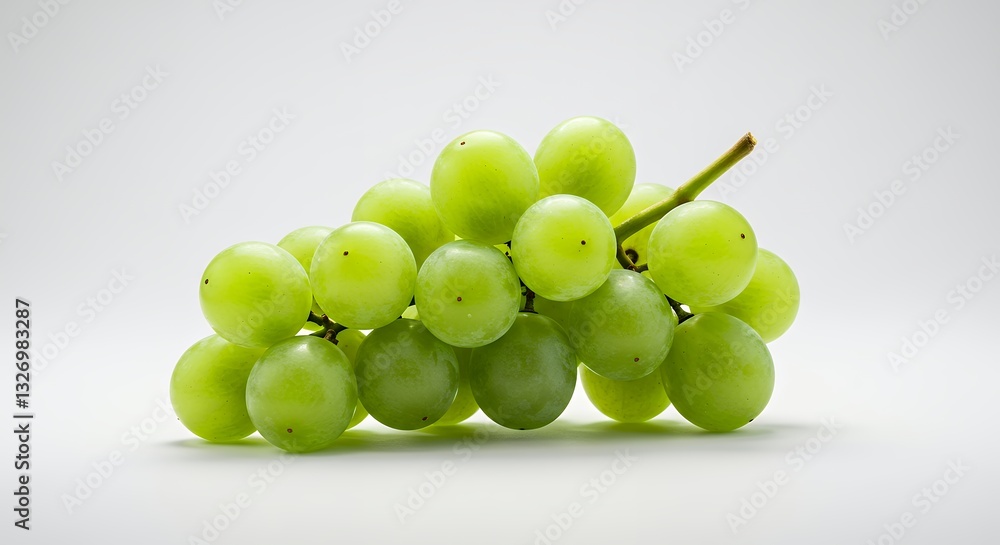 A Bunch of Green Grapes on White Background A Bunch of Green Grapes on White Background