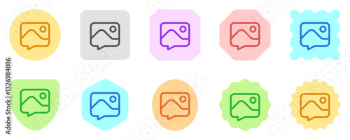 Vector picture message icon. Black, white background. Perfect for app and web interfaces, infographics, presentations, marketing, etc.