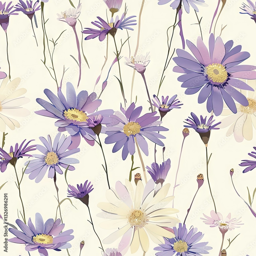 custom made wallpaper toronto digitalCornflower field seamless floral pattern in soft and natural colors blue, purple, beige. Vintage print with flowers for textile decor, scrapbook paper