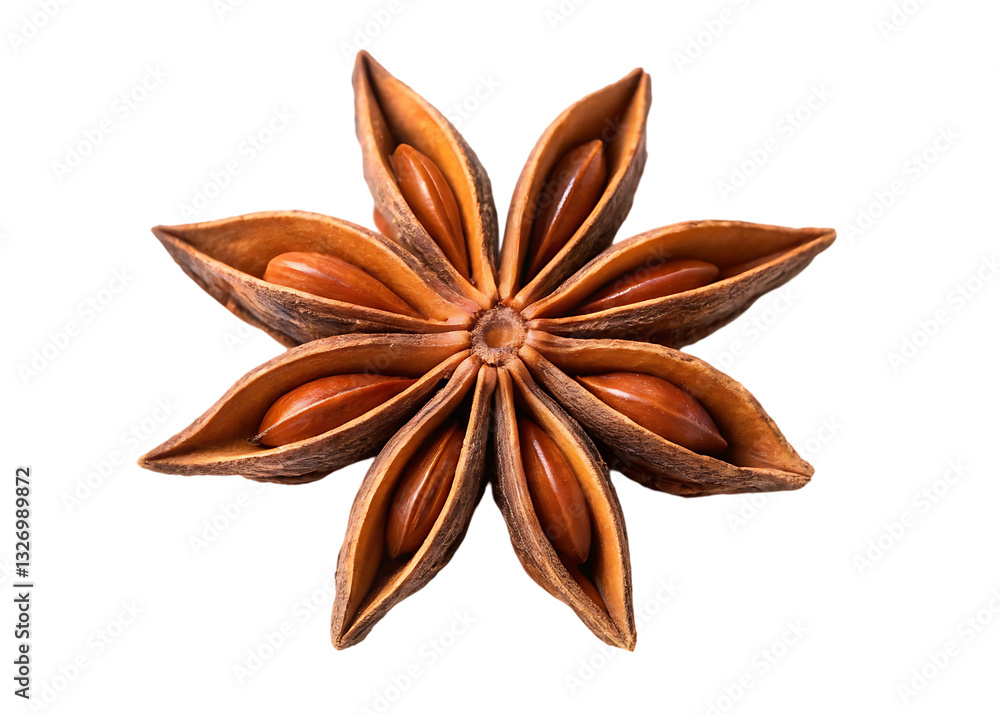 Close up of a single star anise spice. Close up of a single star anise spice.