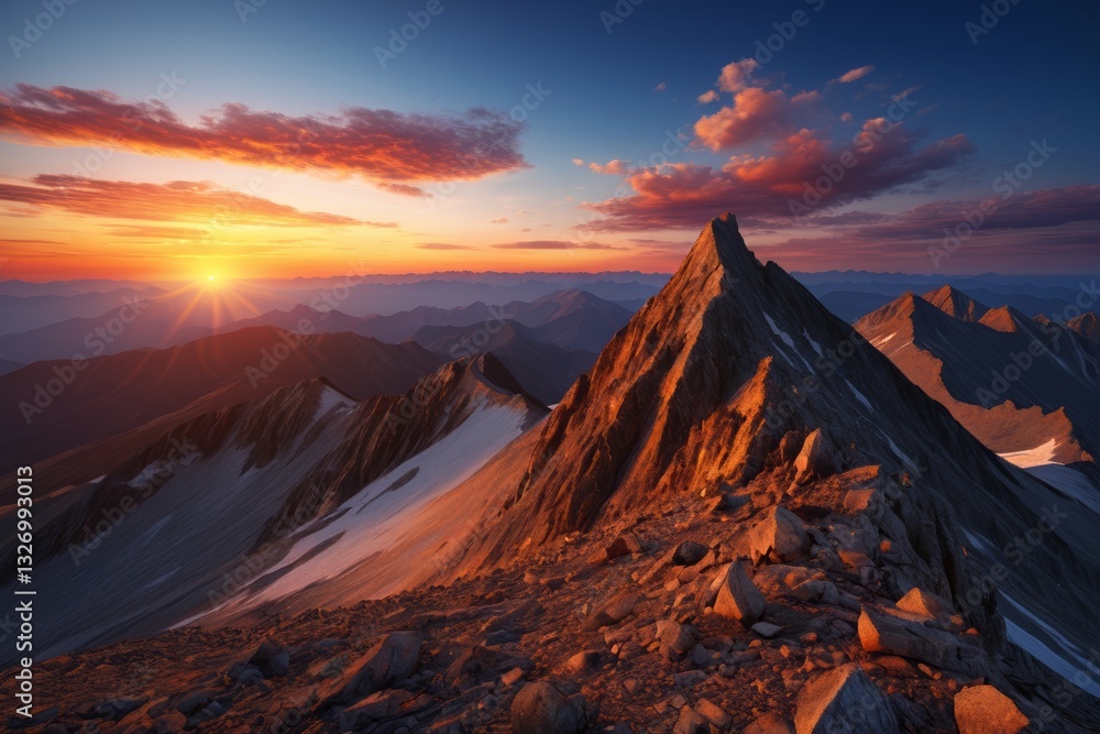 Fototapeta premium mountains with a sunset in the background