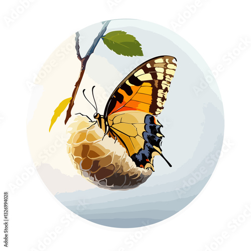 Graceful Vector Butterfly With Floral Scene