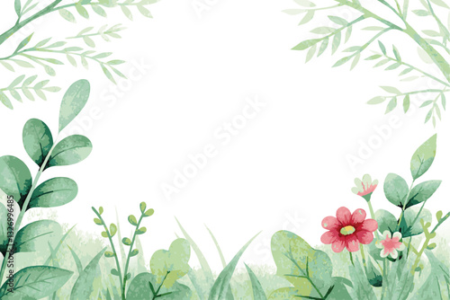 Hand painted watercolor nature on white background