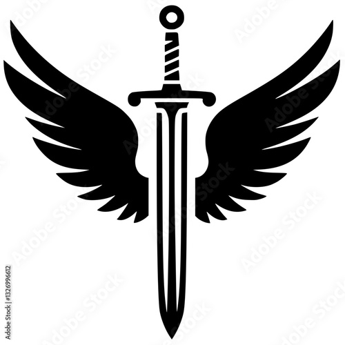 Winged sword logo silhouette