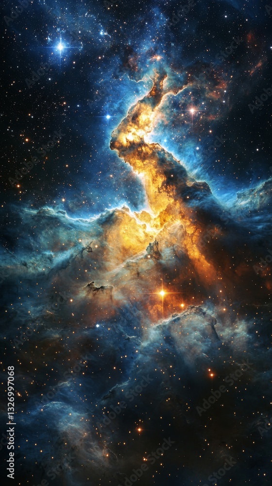 Fototapeta premium Starry Nebula in a Colorful Galactic Scene