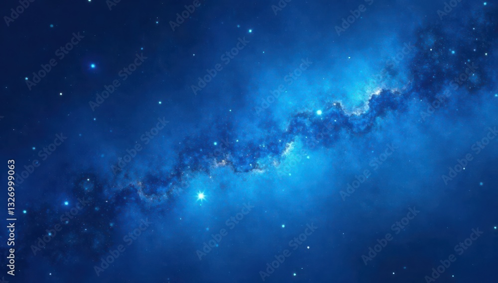 Fototapeta premium Abstract blue watercolor night sky, dark and light shades create star effect , illustration, magical, mystery