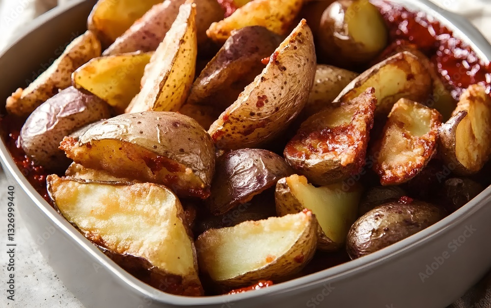 Crispy Roasted Potato Wedges with Spicy Sauce Crispy Roasted Potato Wedges with Spicy Sauce