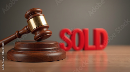 Auction and Sold Item Next to Gavel