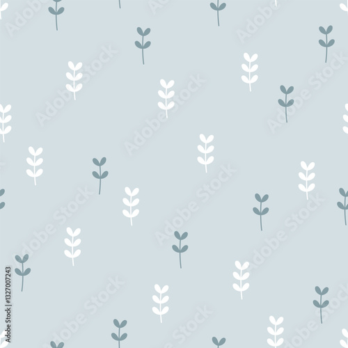 Plant Seamless pattern. Floral pattern. Hand drawn vector pattern in flat style