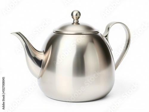 stainless steel teapot isolated on a white background
