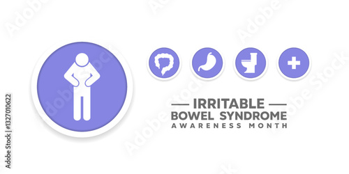 Irritable Bowel Syndrome Awareness Month. Great for cards, banners, posters, social media and more. White background.